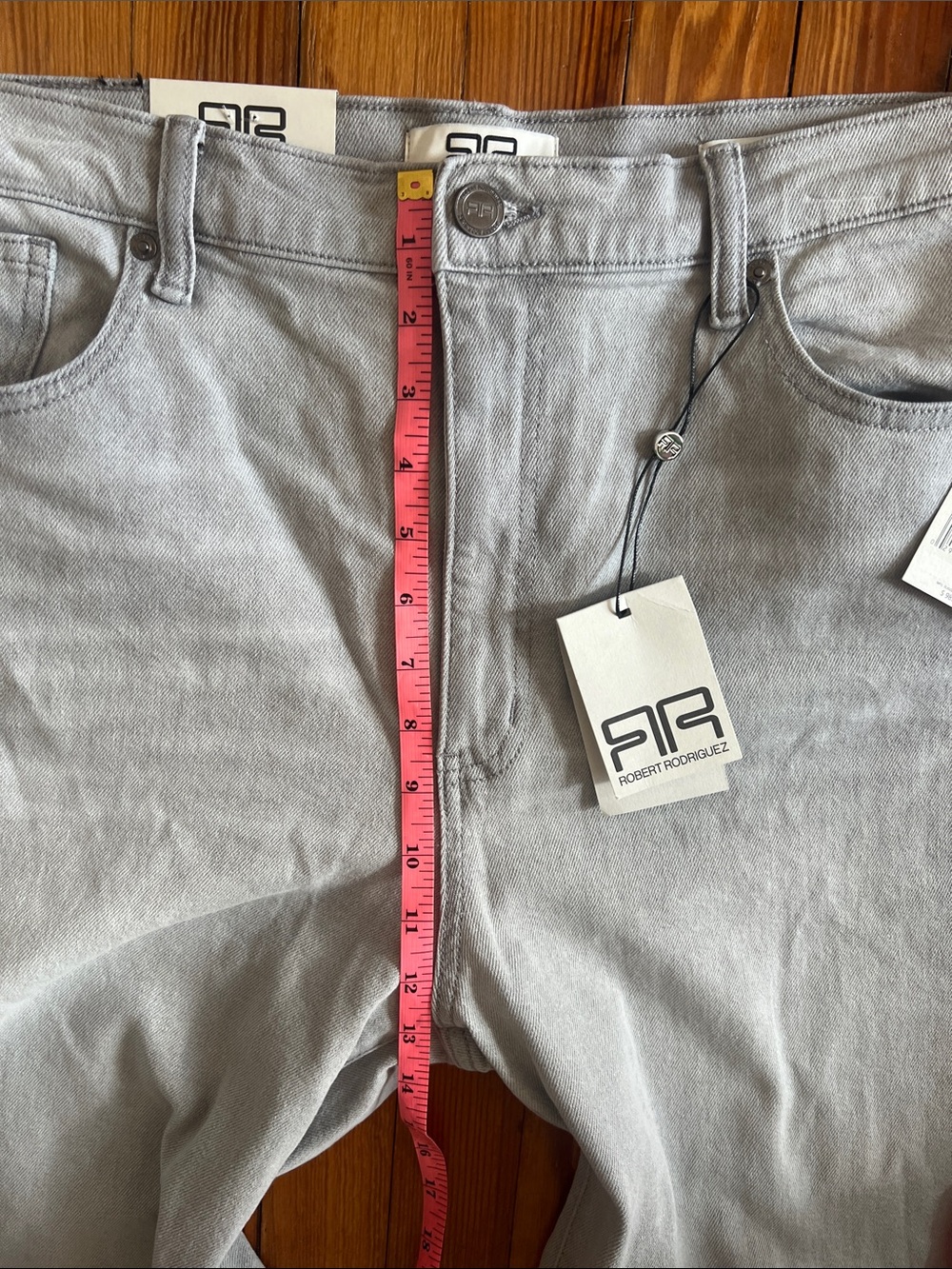 Robert Rodriguez High Rise Wide Leg Jeans NWT Light Grey "Sterling" Size 14 - Picture 4 of 11